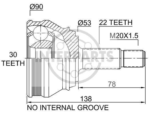 Granāta OJ-1725 151009 22494 VW Golf,Vento 93-99 Passat 88-97 Caddy 96-04 22/53/30