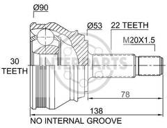 Granāta OJ-1725 151009 22494 VW Golf,Vento 93-99 Passat 88-97 Caddy 96-04 22/53/30