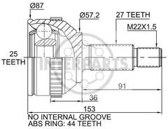 granāta OJ-1629 151200 20979 Ford Mondeo 93-00 abs44 27/57.2/25