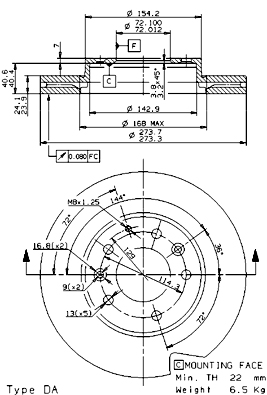 bremžu disks 09.9585.14