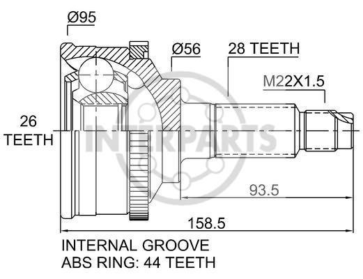 Granāta OJ-0496 151328 24051 Mazda 626 87-97 ; Xedos 9 93-02 ; MX6 87- 97 abs44 28/56/26