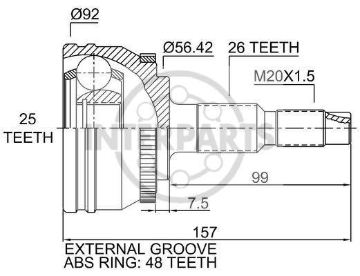 Granāta OJ-1781 151133 Volvo 850 91-96 V70 S70 C70 97-98 abs48 26/56.42/25