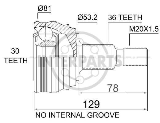 Granāta OJ-1722 151241 20338/9 VW Golf Bora 97-03 Audi A3 96-03 Skoda Octavia 96-00 Seat 36/53.2/30