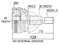 Granāta OJ-1722 151241 20338/9 VW Golf Bora 97-03 Audi A3 96-03 Skoda Octavia 96-00 Seat 36/53.2/30