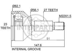 Granāta OJ-1496 21363 Ford Mondeo 1.8 2.0 00-08 27/56.1/22