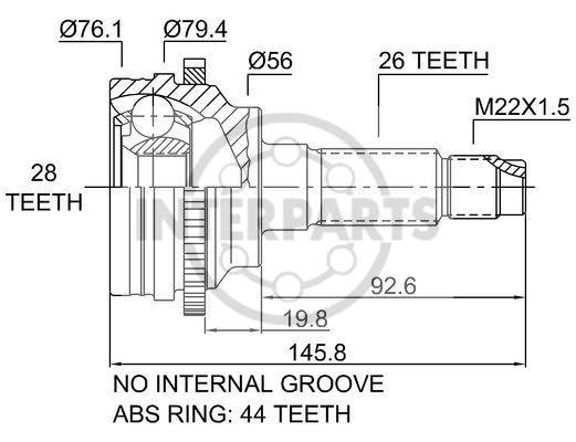 Granāta OJ-0451 151473 21198 Mazda 323 1.3; 1.5; 1.6 98-03 abs