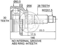 Granāta OJ-0453 151474 21199 Mazda 323 2.0d 98-04 ; 626 97-02 abs