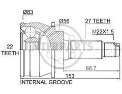 Granāta OJ-0954 151247 22177 Subaru Impreza 90-00; Legacy 91-99 27/56/22