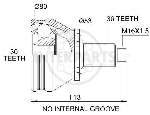 Granāta OJ-1691 151413 21586 VW Polo , Skoda Fabia 99-- ; Audi A2 00-- ; Seat 02-- 36/52/30