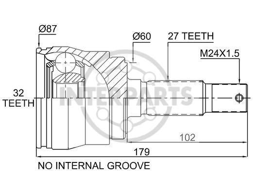 Granāta OJ-1784 GI-019  Jeep Cherokee 88-97 Grand Cherokee 2.5D 95-99  Wrangler 96-06 27/60/32