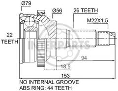 Granāta OJ-0476 151372 21034 Mazda 323 89-98 ; MX3 91-94 ; MX5 98-05 abs