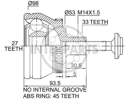 granāta OJ-1694  Audi A4,A6 ,Passat  33/57/27  ABS 45 G1A043PC 151381 607-381 KAD478