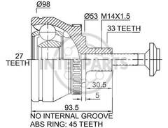 granāta OJ-1694  Audi A4,A6 ,Passat  33/57/27  ABS 45 G1A043PC 151381 607-381 KAD478