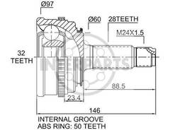 Granāta OJ-0817 151131A 22352 Honda Accord 90-98; Prelude 87-92; Acura Legend 88-91 abs50 28/60/32