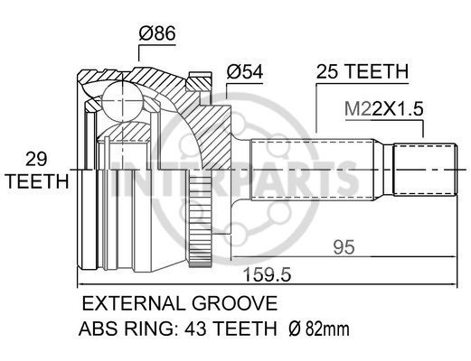 Granāta OJ-0636 21747 Mitsubishi Carisma 95-00 abs43 25/54/29