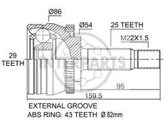 Granāta OJ-0636 21747 Mitsubishi Carisma 95-00 abs43 25/54/29