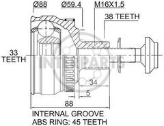 Granāta OJ-1450 150435 23693 Audi A4 00-05 ; 38/56.5/33