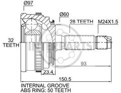 Granāta OJ-0852 151131A 22352 Honda Accord 96-03;Prelude 92-96;Shuttle 94-01 abs50 28/60/32