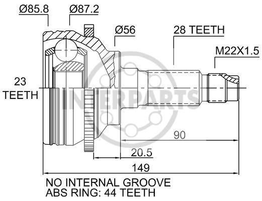 Granāta OJ-0444 151335 23954 24047 Mazda 626 97-02