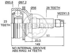 Granāta OJ-0444 151335 23954 24047 Mazda 626 97-02