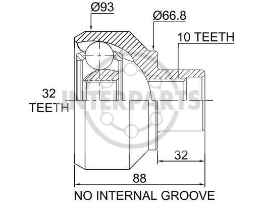 Granāta OJ-1653 20807 Land Rover Discovery 94-; Range Rover 80- 10/66.8/32