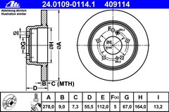bremžu disks 24.0109-0114.1 400.1412.00
