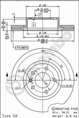 BREMŽU DISKS 09.5889.10 15-5889