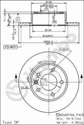 BREMŽU DISKS 08.4926.10 OPEL OMEGA 15 1458