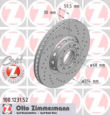 bremžu disks 100.1231.52    AUDI SPORT Coat Z