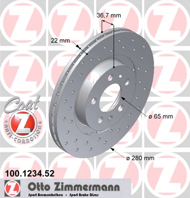 bremžu disks 100.1234.52    VAG SPORT Coat Z