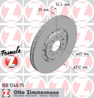 bremžu disks 100.1240.75    AUDI FORMULA Z