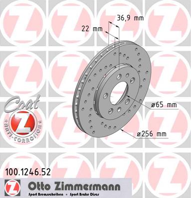 bremžu disks 100.1246.52    AUDI SPORT Coat Z
