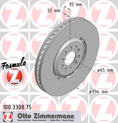 bremžu disks 100.3308.75    AUDI FORMULA Z RIGHT SIDE