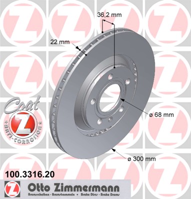 bremžu disks 100.3316.20    AUDI Coat Z