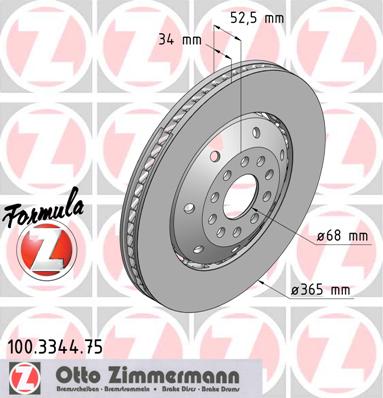 bremžu disks 100.3344.75    AUDI FORMULA Z RIGHT SIDE