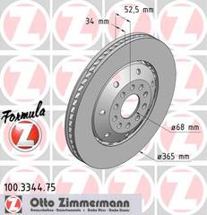 bremžu disks 100.3344.75    AUDI FORMULA Z RIGHT SIDE