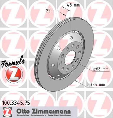 bremžu disks 100.3345.75    AUDI FORMULA Z LEFT SIDE