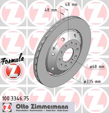 bremžu disks 100.3346.75    AUDI FORMULA Z RIGHT SIDE