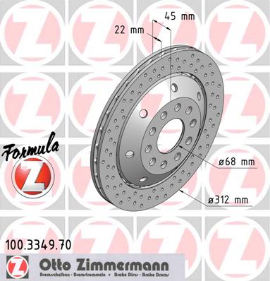 bremžu disks 100.3349.70    AUDI FORMULA Z LEFT SIDE