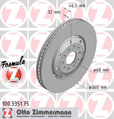 bremžu disks 100.3351.75    AUDI FORMULA Z LEFT SIDE