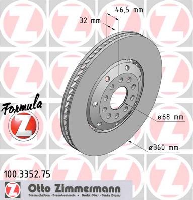 bremžu disks 100.3352.75    AUDI FORMULA Z RIGHT SIDE