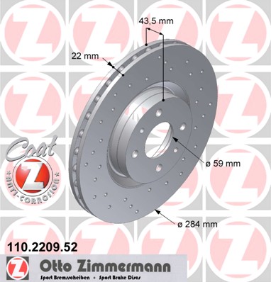 bremžu disks 110.2209.52    ALFA ROMEO SPORT Coat Z