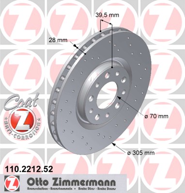 bremžu disks 110.2212.52    ALFA ROMEO SPORT Coat Z