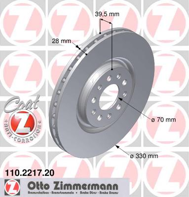 bremžu disks 110.2217.20    ALFA ROMEO Coat Z