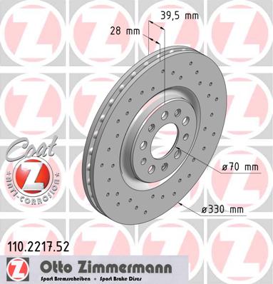 bremžu disks 110.2217.52    ALFA ROMEO SPORT Coat Z