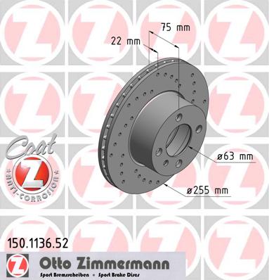 bremžu disks 150.1136.52    BMW SPORT Coat Z