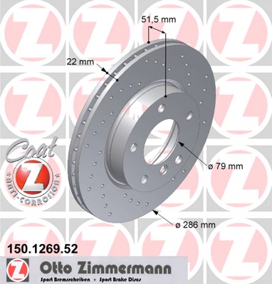 bremžu disks 150.1269.52    BMW SPORT Coat Z