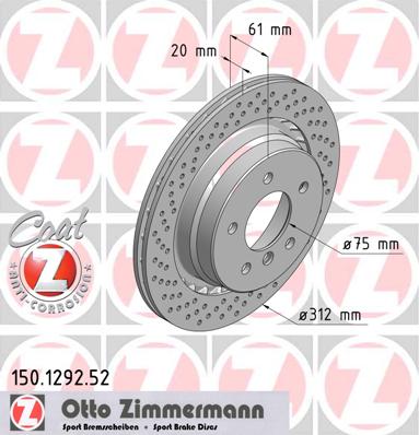 bremžu disks 150.1292.52    BMW SPORT Coat Z
