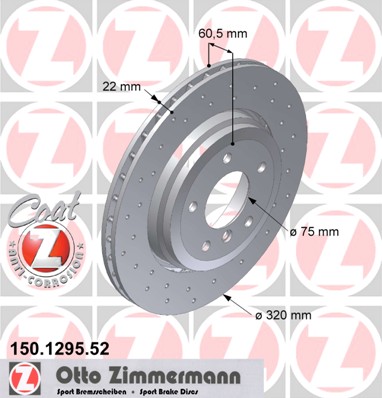 bremžu disks 150.1295.52    BMW SPORT Caot Z