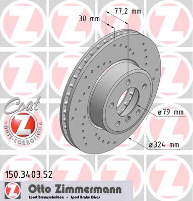 bremžu disks 150.3403.52    BMW SPORT Coat Z